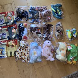 MIX LOT OF 17 TY BEANIE BABIES (NEW,USED,ERRORS,DIFFERENT EDITION )