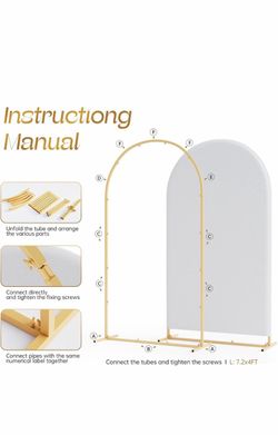 Set of 3 Metal Arch Backdrop Stands with White Covers – Brand New in Box!