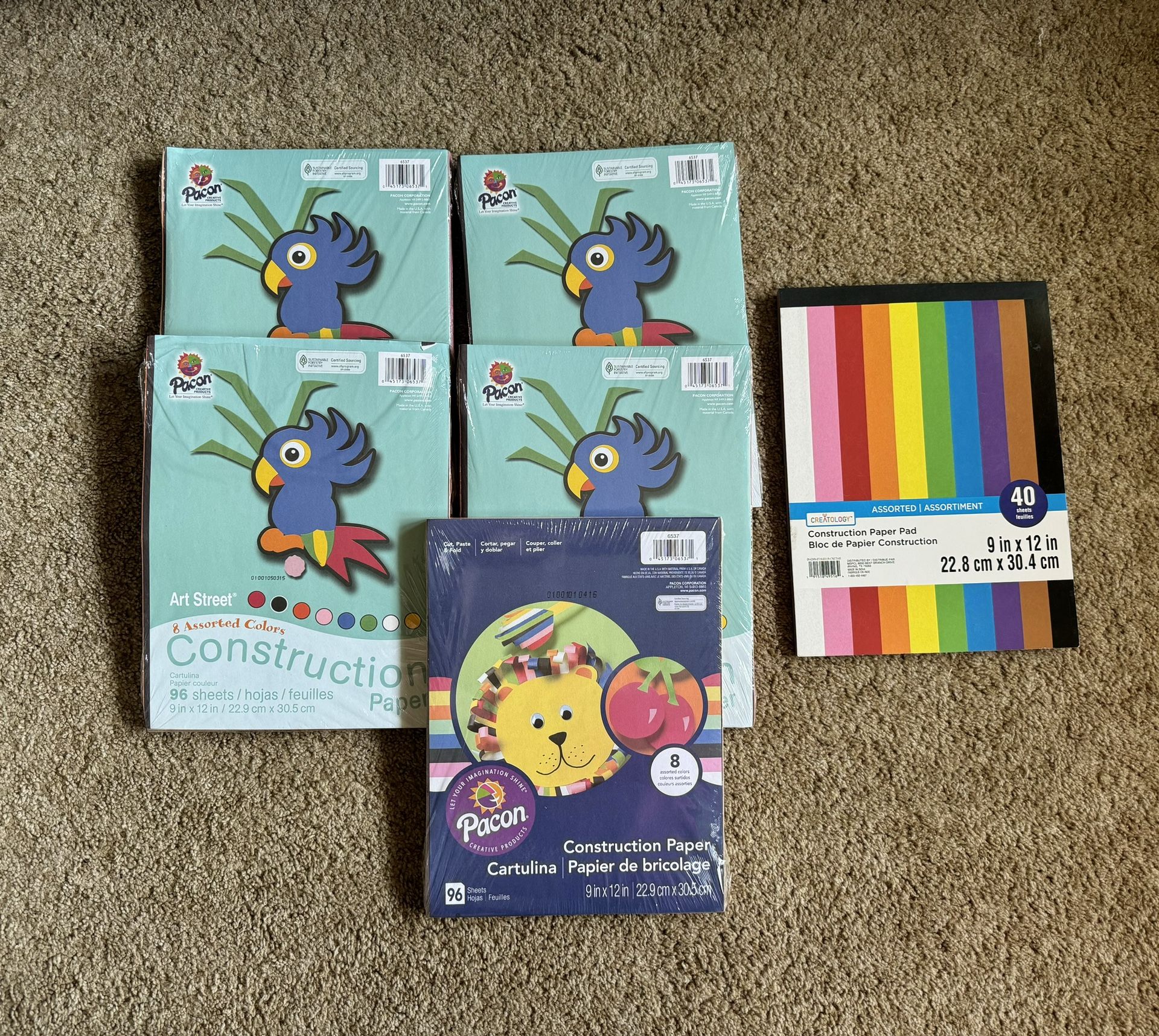 Construction Paper (5 packs 96 assorted sheets/1 pack 40 assorted sheets)