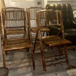6 Sillas De Bambú Plegablescolor Barniz 