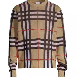 Burberry Hugo Check Sweater Archive Biege Size Medium Rare Check Pattern
