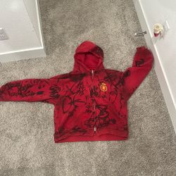 Balenciaga Skater Zip-up Hoodie Medium Fit in Red