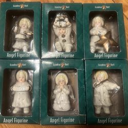 6 Piece Grandeur Noel Porcelain 4” Angel Collectible Figurines Box Set