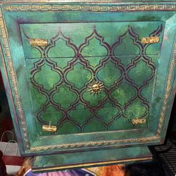 Short Hand Painted Boho Nightstand/side Table 
