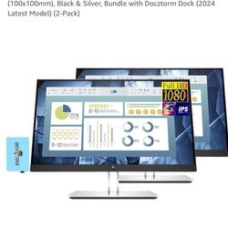 2 - HP E23 G4 Monitors With Dual Arm Mount