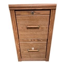 Vintage Oak 2-Drawer Lateral File Cabinet 30.25” Tall With Lock