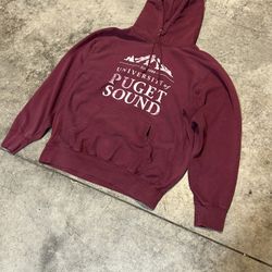 Vintage University Of Puget Sound Burgundy Hoodie 
