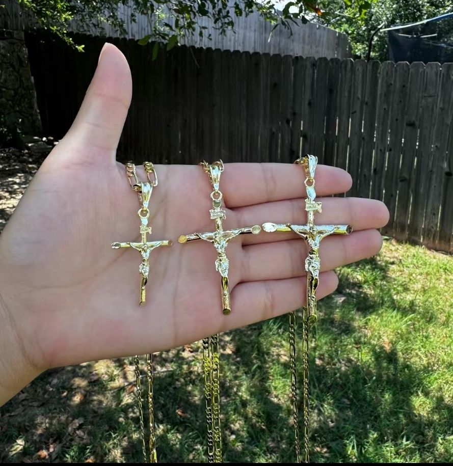 Gold Cross Crucifix Chain 14K Gold