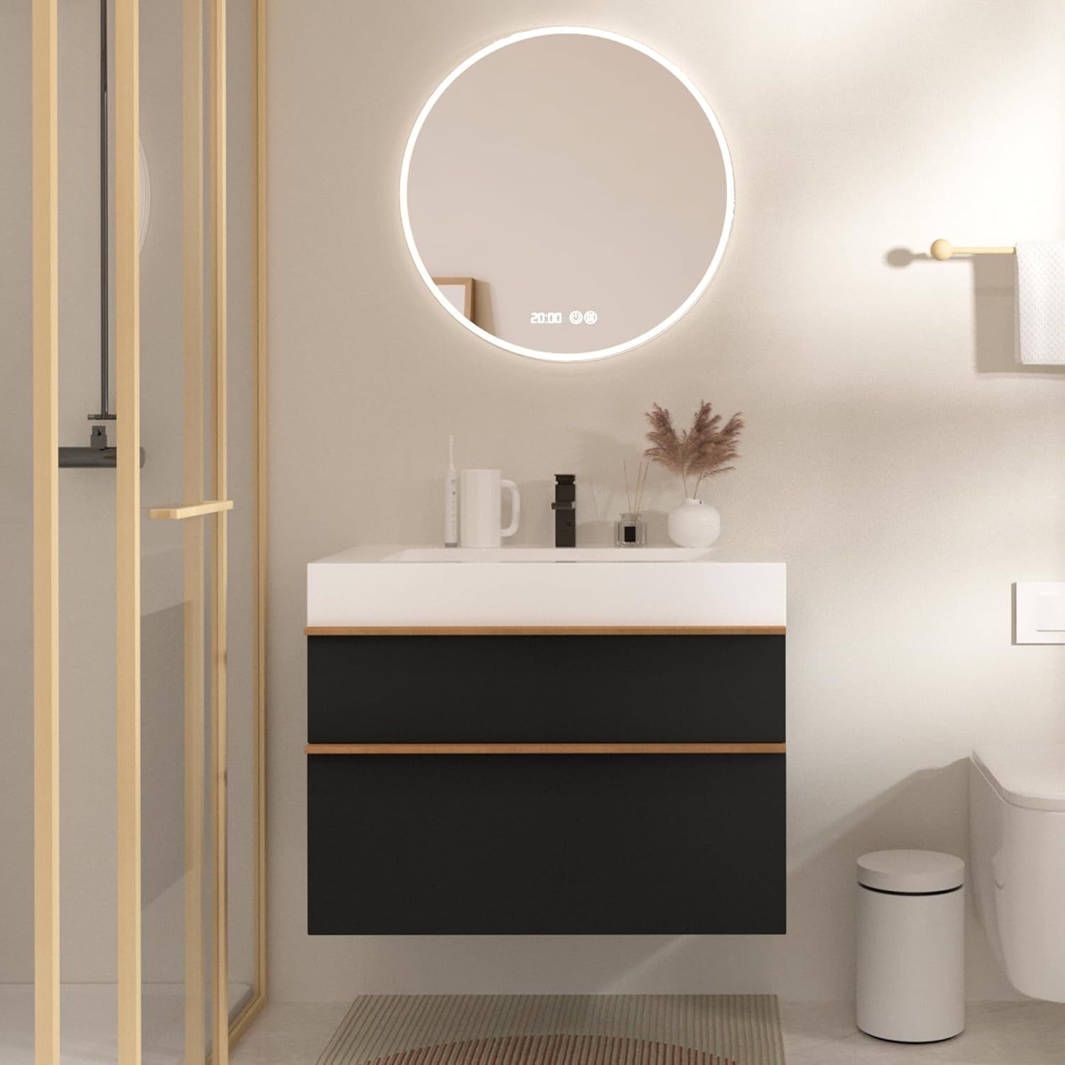 36" Black (Matte Finish) Floating 2-Drawer Bathroom Vanity w/ Acrylic Sink [FAUCET NOT INCLUDED] [NEW] **Retails for $550 <Pre-Assembled>> 