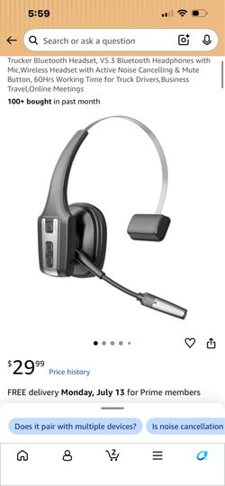 Trucker Bluetooth Headset, V5.3 Bluetooth Headphones with Mic,