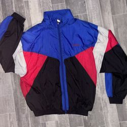 VINTAGE Spalding Light Jacket Mens XL Zipper Stow Away Hood Windbreaker