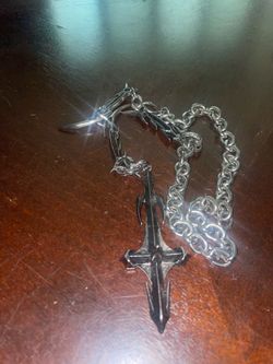 Brushed Metal Alloy Cross Chain