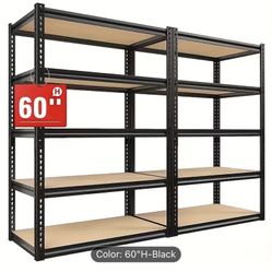 2  Pieces 60 H Heavy Duty Metal Shelves 