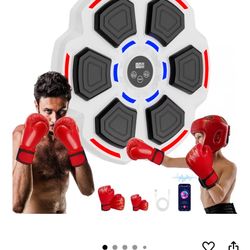 Music Boxing Machine with 2 Pack Boxing Gloves, Wall Mounted Smart Boxing Equipment for Adults & Kids, Music Punching Machine for Home