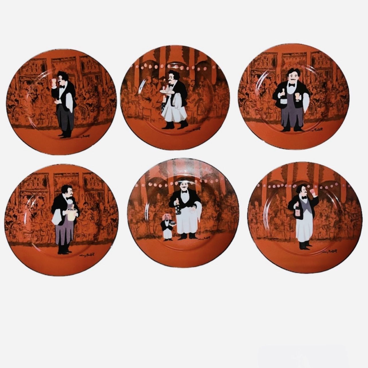 Williams Sonoma LES CHEFS GARÇONS Guy Buffet Salad Dessert Plates Set Of 6