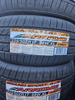 225-50-17 !!! ARROYO SPORT A/S !!! $300 LAS 4 LLANTAS MONTADAS Y BALANCEO INCLUIDO 👌 
