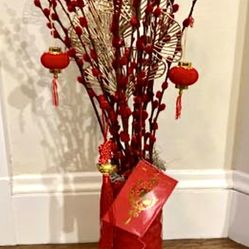 Chinese New Year decorative (10” in.) Ceramic Willow Vase - New/pkgd.
