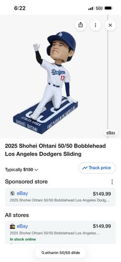 Shohei Ohtani 50/50 Dodgers Sliding Bobblehead