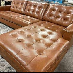 Real Leather Sectional Sofa Couch 