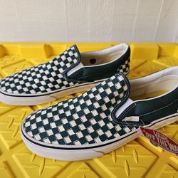 Vans Green Checkerboard Classic Slip On
