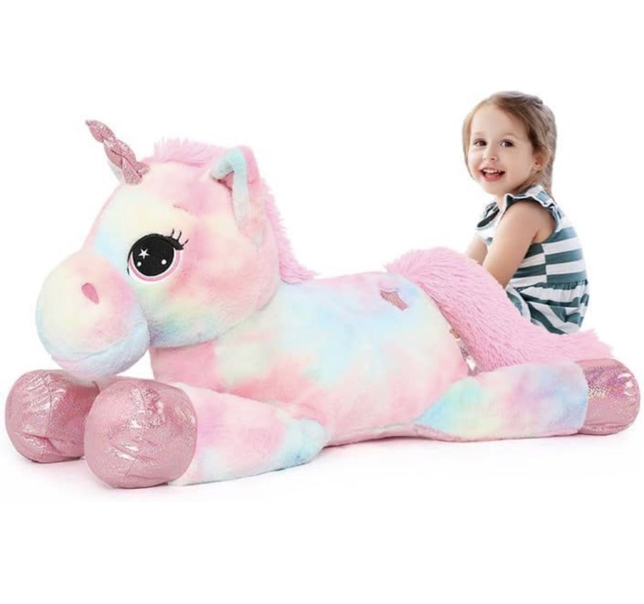 43in Giant Unicorn Toys Plush,Big Rainbow Pink Unicorn Stuffed Animals