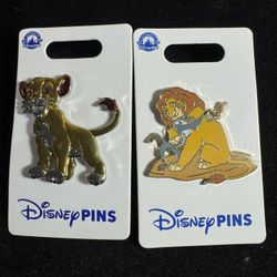 Disney Lion King Pins Simba & Mufasa Authentic Disney Parks (2-Pin Lot)