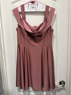 Women's Size XL Dusty Rose Cowl Neck A-Line Dress