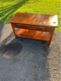 Solid Wood Console Table / Sofa Table with Drawer & Bottom Shelf
