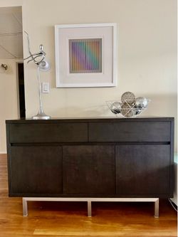 Modern dark wood and metal sideboard / buffet / credenza for dining room or office space. In perfect conditions.