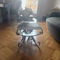 Vintage glass gilded coffee table