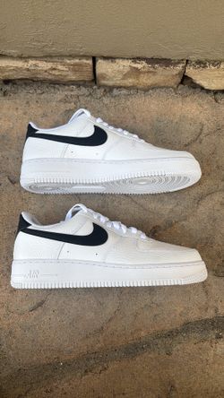 New Nike Air Force 1 low pebbled leather white black Men’s 10 10.5