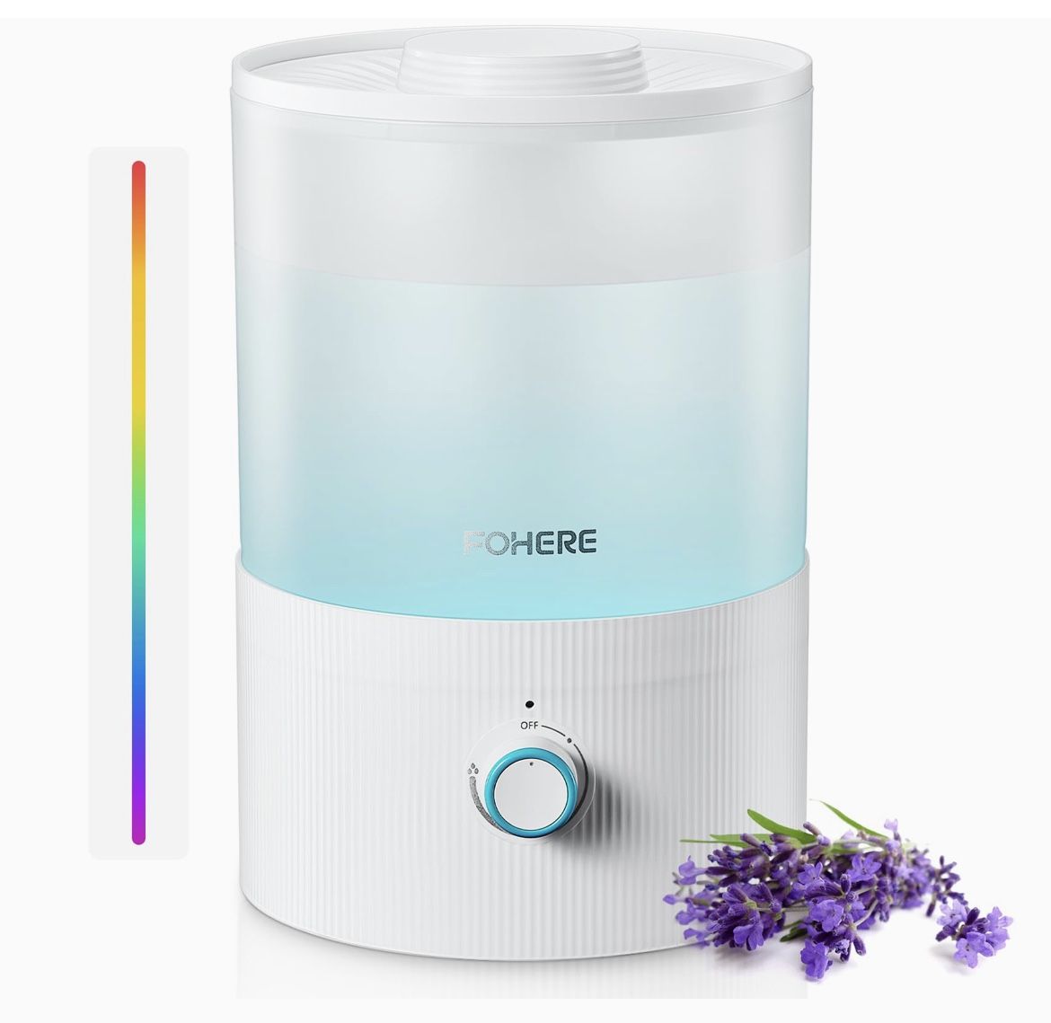 FOHERE Humidifiers for Bedroom, 3.2L Top Fill Cool Mist Ultrasonic Humidifier for Baby Rooms and Plants, 2-IN-1 Essential Oil Diffuser with 7-color Li