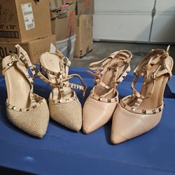 Studded, caged stilettos with pointed toes. Size 8. 2 for $20