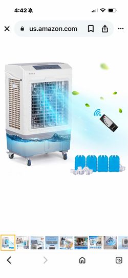 ROVSUN Enfriador de aire evaporativo de 10.5 galones, enfriador portátil de pantano de 2600 CFM con control remoto, oscilación, 3 velocidades, tempori