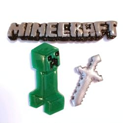 Minecraft green creeper, logo, and sword gamer magnets handmade new