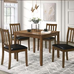 5 Pc Square Dining Table Set Available In Charcoal And Brown 