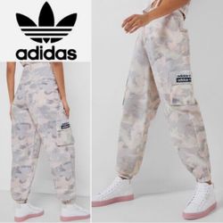 Women Small - Like New - Adidas Original Pink Camo Cargo Jogger Sweat Pants  