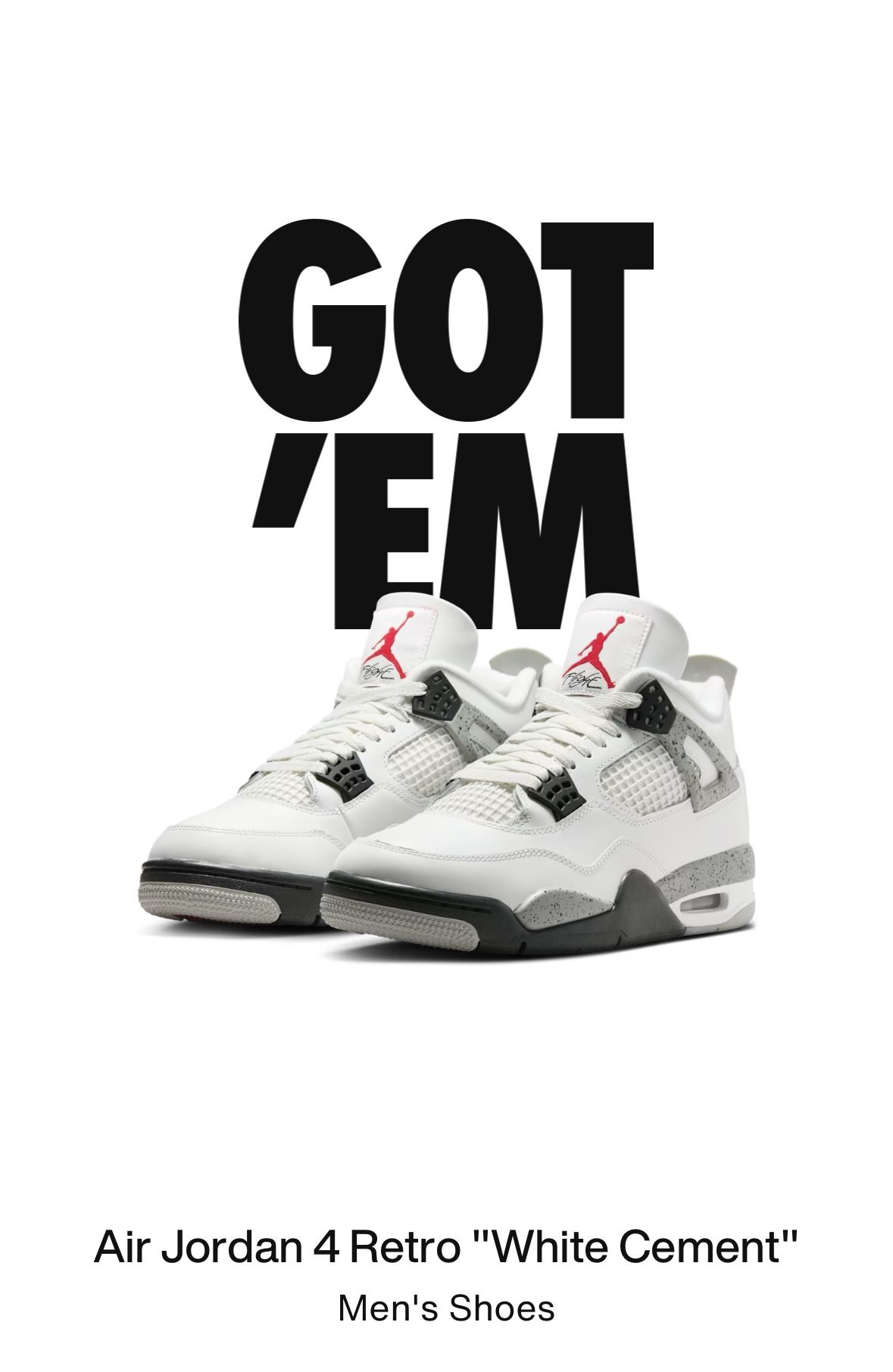 Brand New Air Jordan 4 Retro "White Cement" Men's Shoes Size 11. Asking $275 FIRM. No Trades