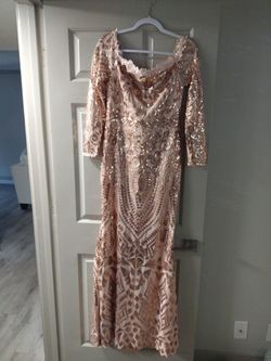 Rose Gold  Sequin Evening Dress 