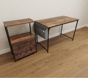 Wooden Desk and Cabinet Drawer