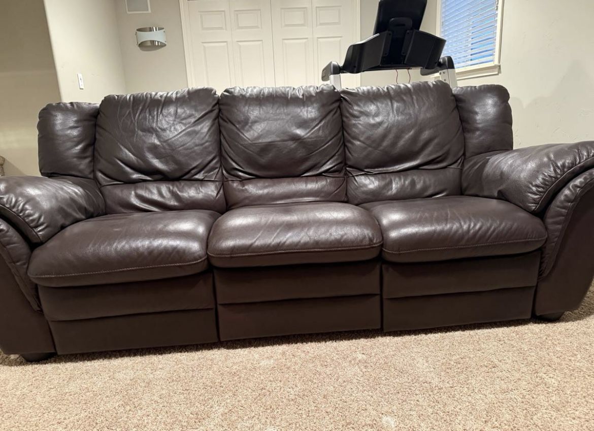 Genuine Leather Reclining Couch/Sofa