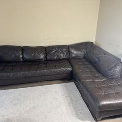 Beautiful brown leather coach sofa 115”x88”