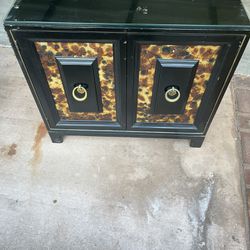 WOODEN CABINET WITH BRASS HANDLES