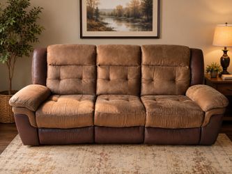 🔥 Must See! Super Comfortable Brown Reclining Sofa – Both Recliners Work! 🛋️