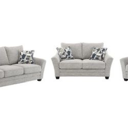 Tomkins 3-piece Boucle Upholstered Sofa Set Light Grey
