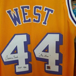 Jerry West Gold Autographed Jersey Certificate Of Authenticity  Los Angeles Lakers 
