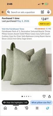 Pair of light olive Boucle pillow covers