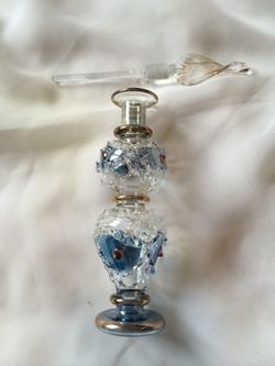 Blue-tinted Authentic Egyptian Fine Glass Perfume Oil bottle