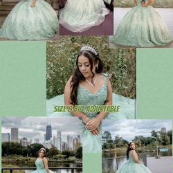 Sage Green Quinceanera Dress Size 8