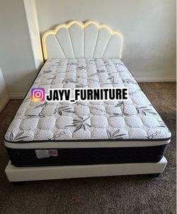 New Queen bed frame with mattress